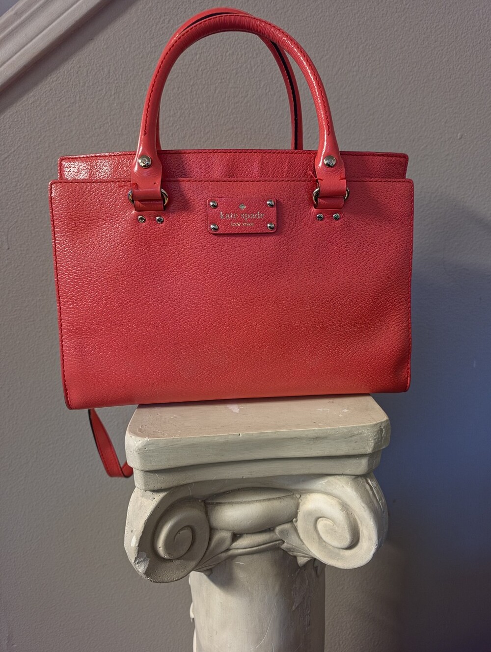 kate spade Red Leather Shoulder Bag with Gold Hardware